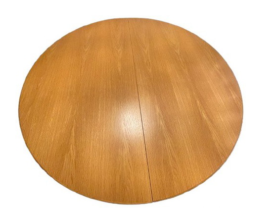 Table de salle à manger XL Vintage Mid-Century en Chêne – Ronde à Ovale – 120-220 Cm (photo 3 of 6)