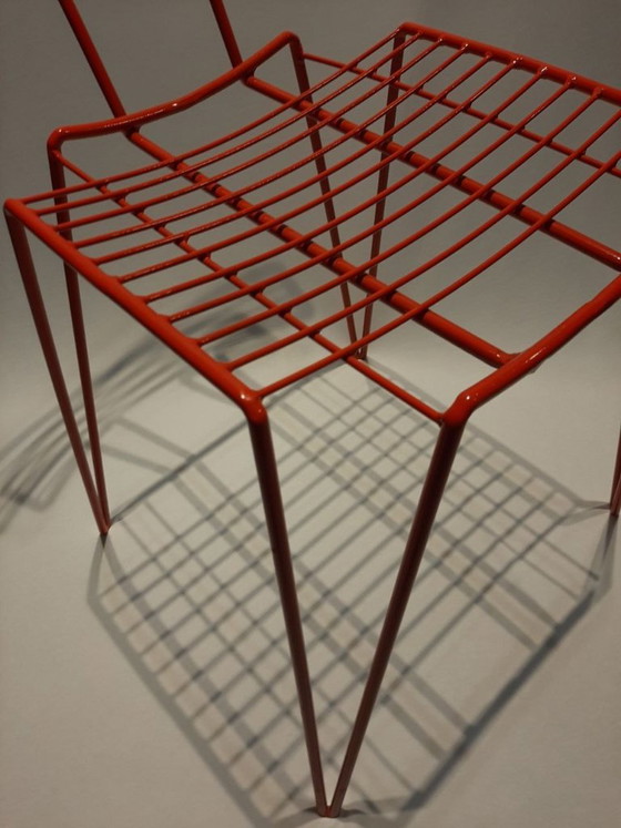 Set di sedie a filo rosse vintage –impilabili–interno ed esterno – Sedie da pranzo, rvs (photo 2 of 12)