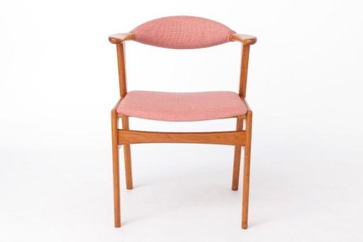 Sedia da pranzo vintage modello 49 Erik Kirkegaard | Høng Stolefabrik | Tappezzeria in teak e rosa | Danese degli anni '60
