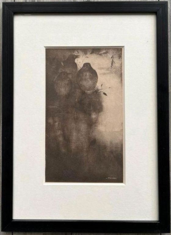 Image 1 of Jan Mankes 1889-1920 / Original Heliogravüre Drosseln in der Abenddämmerung 1923
