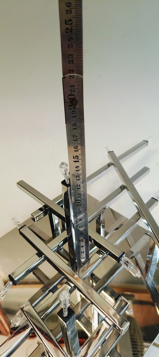 Image 1 of Modernist chrome sofa Germany halogen ceiling lamp from the 1980s in the style of Sciolari