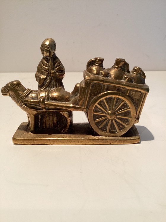 Vintage brass miniature. Flemish milk cart with dog - Folklore – Decorative Objects (photo 5 of 6)