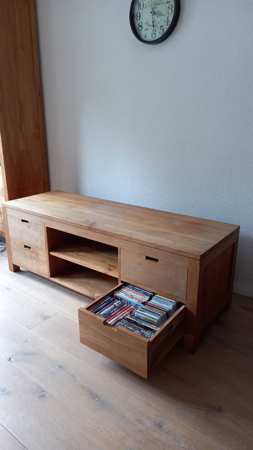 Mueble de TV de madera maciza de teca, mueble de pared