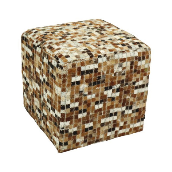 Image 1 of Pouf quadrato vintage in pelle di capra