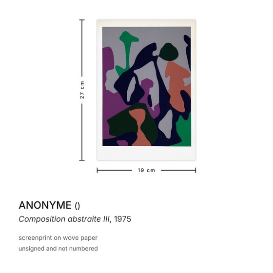 Image 1 of ANONYME Composición abstraite III serigrafía 1975