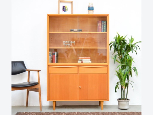 Display cabinet vintage 60s light wood highboard retro