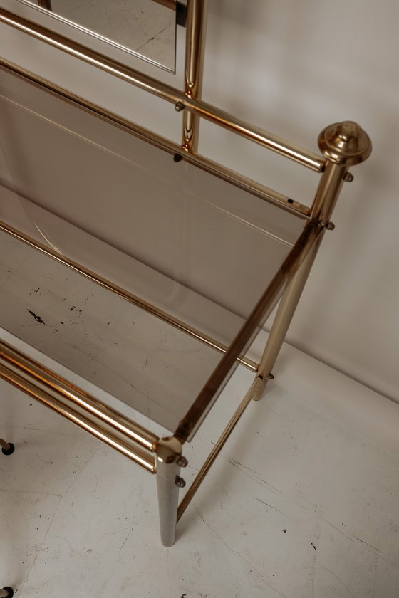 Image 1 of Vintage brass vanity table with stool
