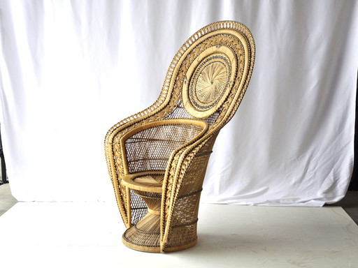  Vintage Peacock Rattan Chair