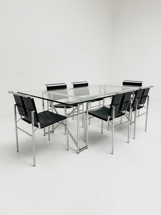 Image 1 of Ensemble Double X Table & 6 Chaises Roquebrune Par Eileen Gray Pour Classicon