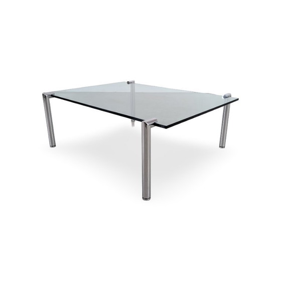 Image 1 of Table basse design du milieu du siècle, en verre et métal, comme Draenert 1980