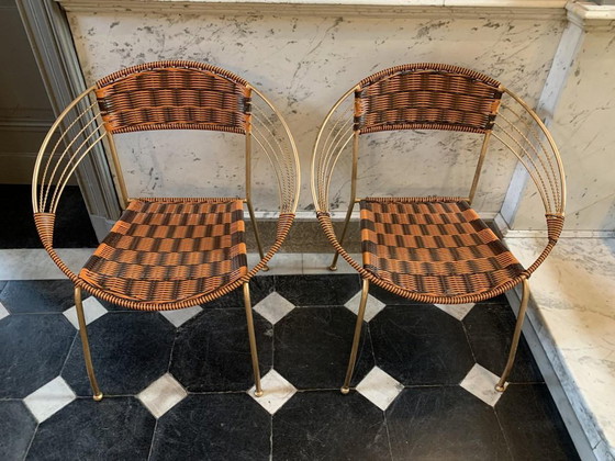 Vintage Italian Garden Patio Scoubidou Armchairs, 1950s, Set of 6 – Plastic, Iron, Italian Design (photo 2 of 18)
