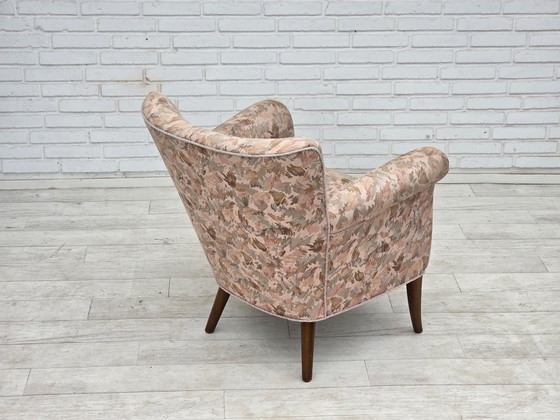 1960s, Danish armchair, furniture jacquard fabric. – Textile, Wood (photo 8 of 15)