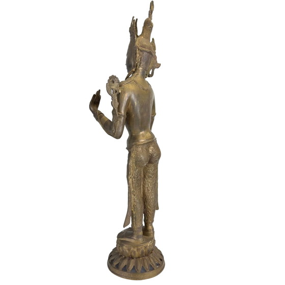 Monumental Tara Verde (Syama Tara) de bronce dorado al fuego – Nepal – Siglo XIX – 78 cm – Esculturas, Bronze (photo 6 of 11)