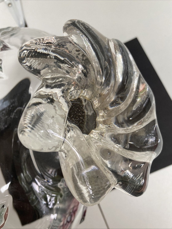 Image 1 of Vintage kristallen beker met kleurrijk bloemenpatroon uit de jaren 70