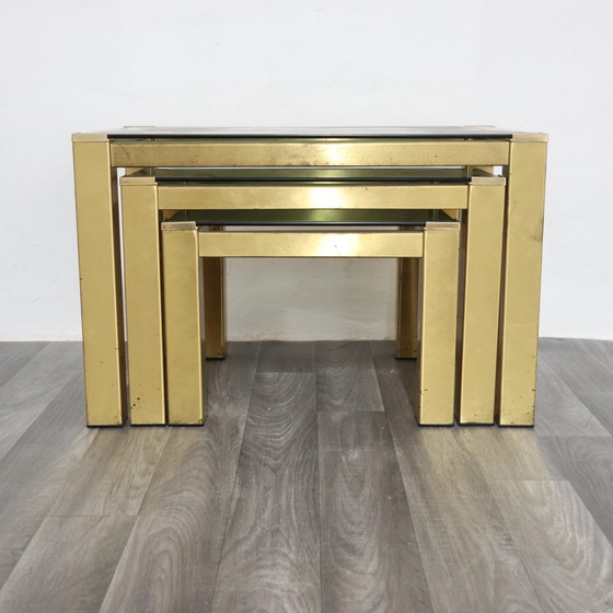 Image 1 of Tris tavolini ottone Hollywood Regency 1970 Design Modernariato