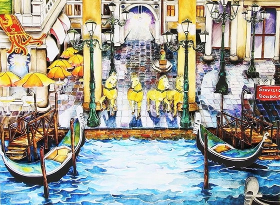 Image 1 of Linnea Pergola: "Cuatro caballos de San Marcos". Giclée, firmada a mano. Edición 28/50, 2019.