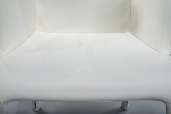 Image 1 of Gio Esszimmerstühle aus ecrufarbenem Leder von Walter Knoll, Deutschland, 2000er Jahre, 8er-Set