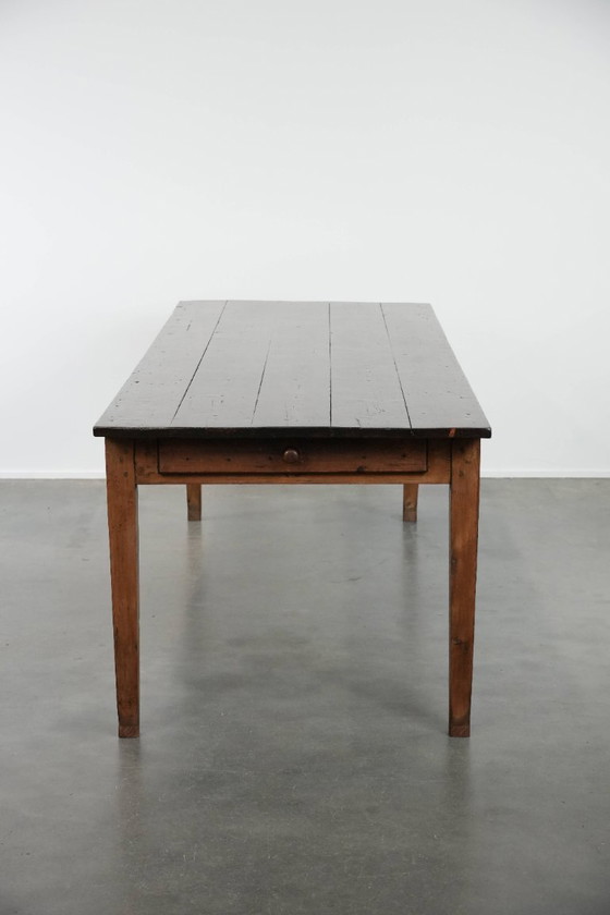 Image 1 of Grande tavolo da pranzo antico francese XXL in stile fattoria con due cassetti