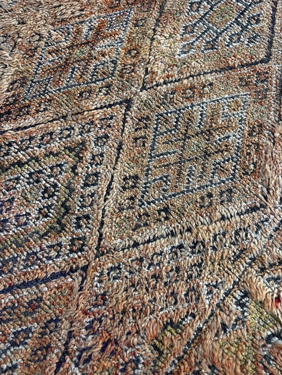 Image 1 of Authentic Moroccan Vintage Boujad Berber Wool Rug 200x330 cm -Handwoven Geometric Boho Area Carpet