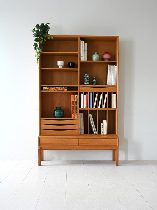 Armoire bibliothèque scandinave en chêne des années 1960