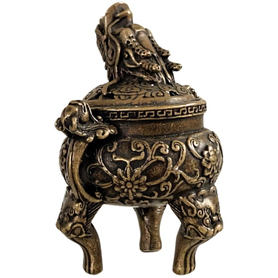 Brûle-encens Dragon Miniature Chinois en Bronze (Ding) – Objets déco (photo 6 of 10)