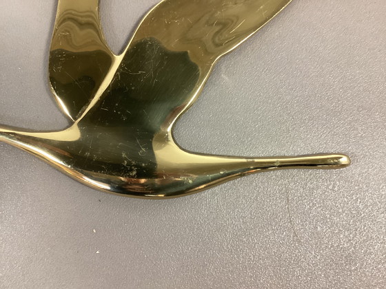 Image 1 of Decorazione da parete in ottone vintage con oche e anatre, anni Settanta