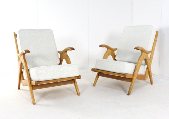 Image 1 of Set of 2 oak vintage armchairs 'Nederweert' vintage