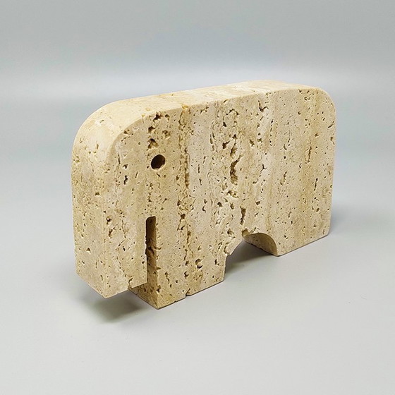 Image 1 of 1970s Original Travertine Elephant Sculpture by Enzo Mari for F.lli Mannelli
