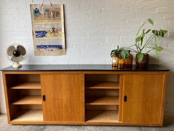 Image 1 of Vintage school cupboard sliding door cupboard dresser XL