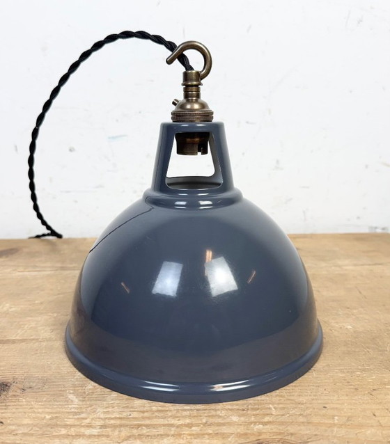 Image 1 of Lampada a sospensione vintage industriale verniciata in grigio, anni 2000