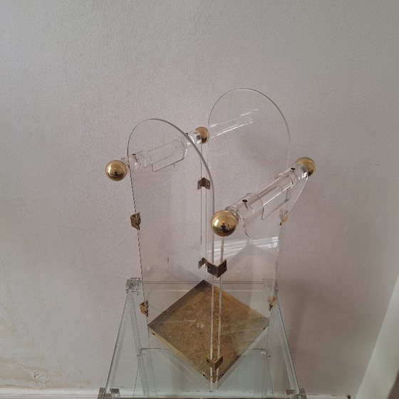 Image 1 of Porte-parapluie Fontana Arte des années 1970 en lucite/acrylique et laiton