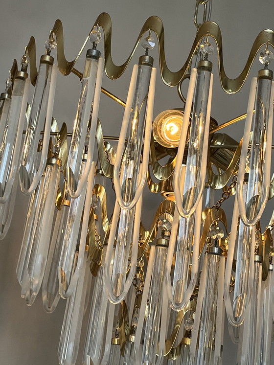 Image 1 of Lampadario di cristallo vintage di lusso in stile Art Déco anni '80