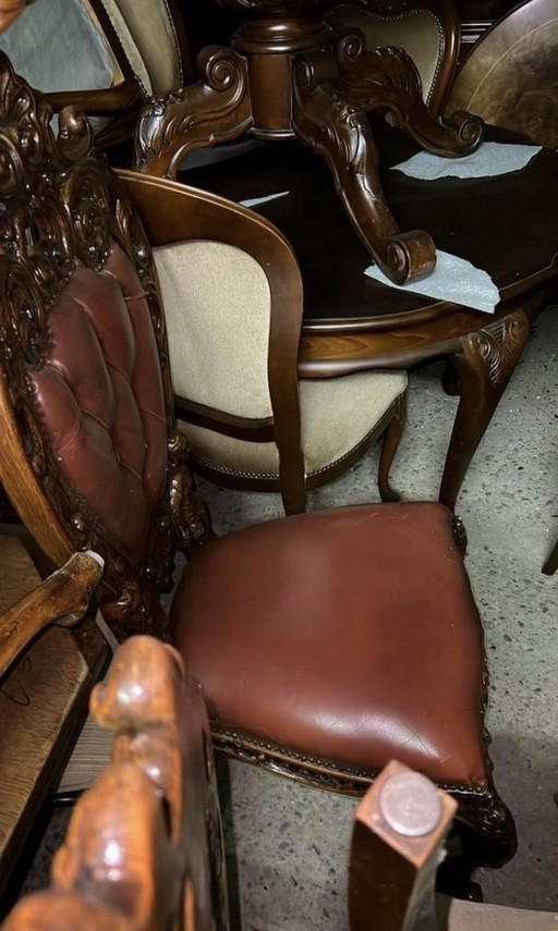 4 Barok Eetkamer Stoelen Leder