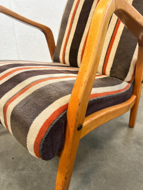Image 1 of Vintage Fauteuil, Duitsland 1970's, Gestreepte Bekleding