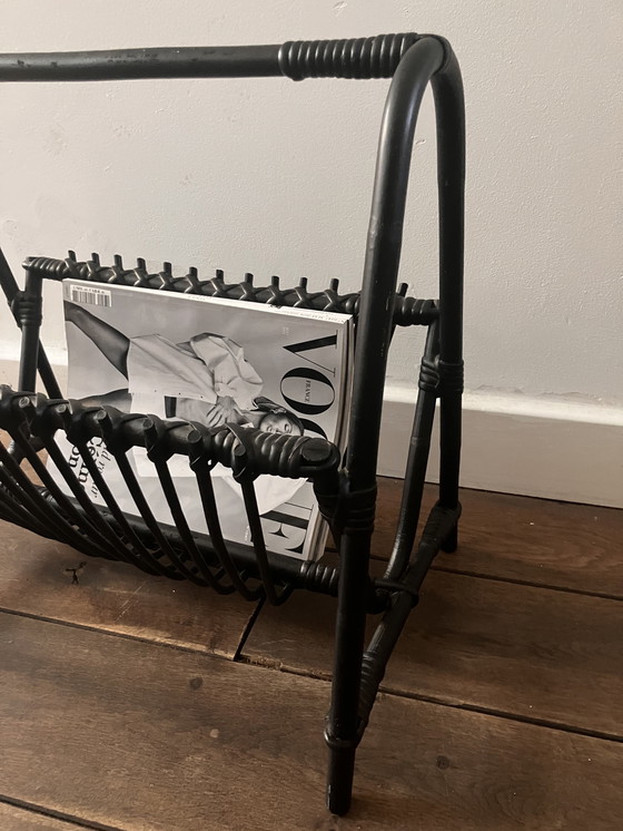 Image 1 of Vintage rotan tijdschriftenrek / lectuurmand