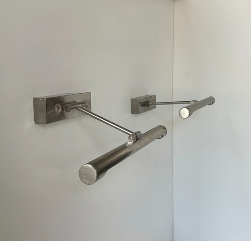 Paire d'appliques vintage chrome orientable, France, 1980