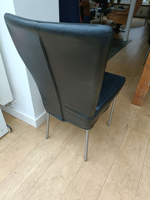 4 chaises de salle à manger en cuir – eetkamerstoelen, Metal, Leather (photo 2 of 13)