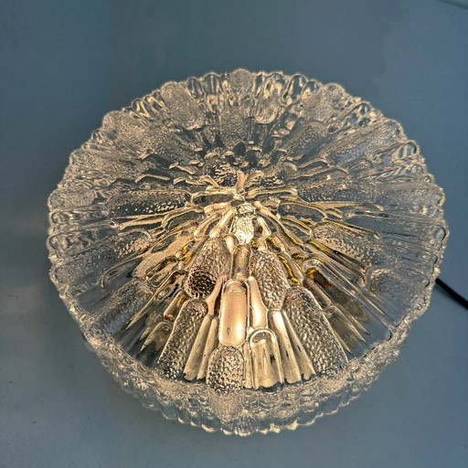 ANCIENNE APPLIQUE OU PLAFONNIER EN VERRE TEXTURÉ VINTAGE