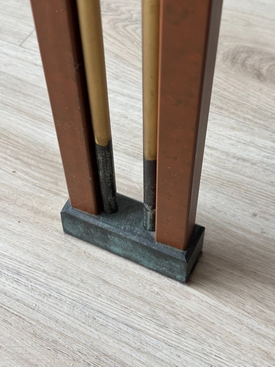 Image 1 of Art Deco Sidetable with glass top - Stylish and sculptural design