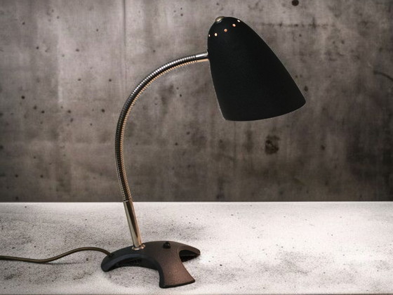 Table Lamp / Desk Lamp Crow's Foot, Mid-Century – Metal, Chrome (photo 8 of 9)