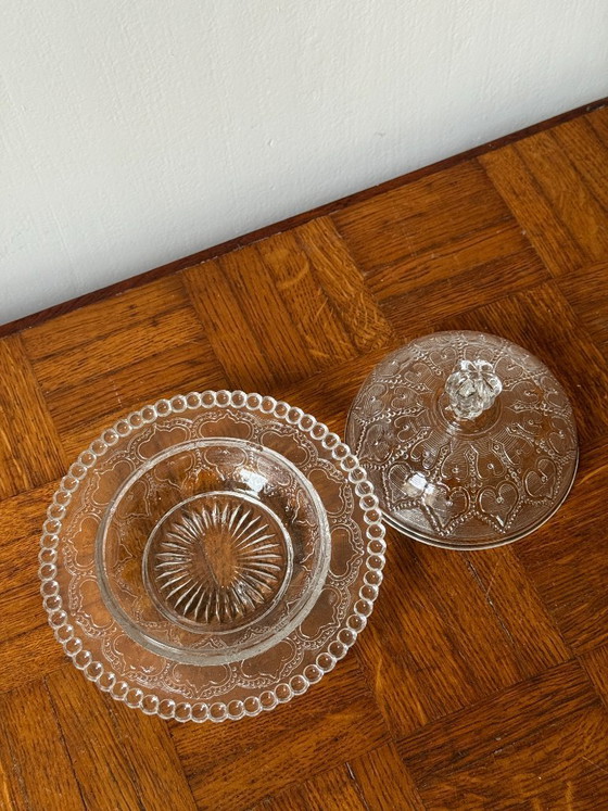 Image 1 of vintage glass candy dish/sugar bowl