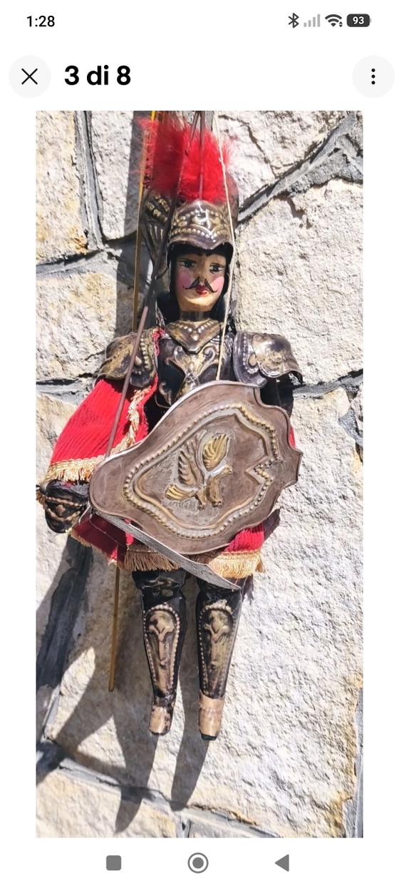 Marioneta antigua, 40 cm, marco de latón bruñido, desgastada por el tiempo. – Objetos decorativos, Metal (photo 3 of 7)