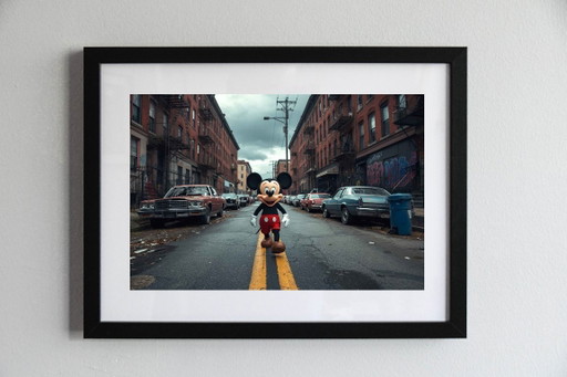 Photo imprimée et encadrée / cadre décoration / Série limitée / Signée / Mickey dans le bronx