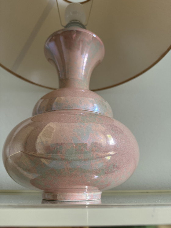 Image 1 of Charolles Irisée Roze Aardewerk Lamp jaren 80
