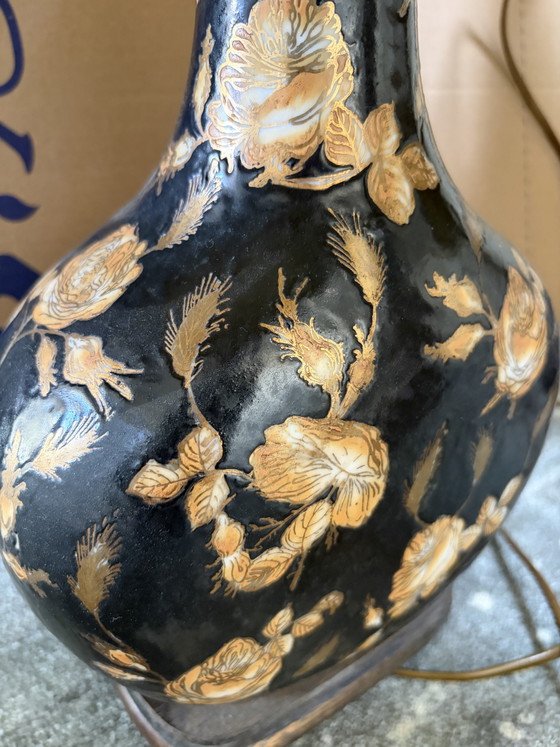 Lot de 2 Lampes Vintage Vase Or et Noir – Ceramic, Metal (photo 3 of 8)