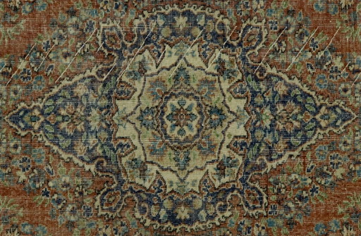 Grande tappeto turco vintage Oushak 260 × 167 cm | Tappeto medaglione in lana anatolica tessuto a mano (photo 2 of 10)