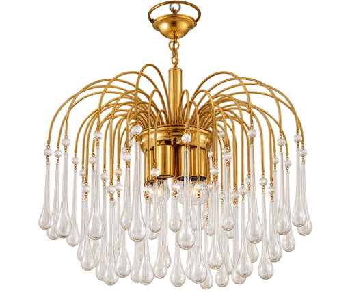 Paolo Venini Lampe 70er Jahre vergoldetes Metall und Kristall | Reliktdesign