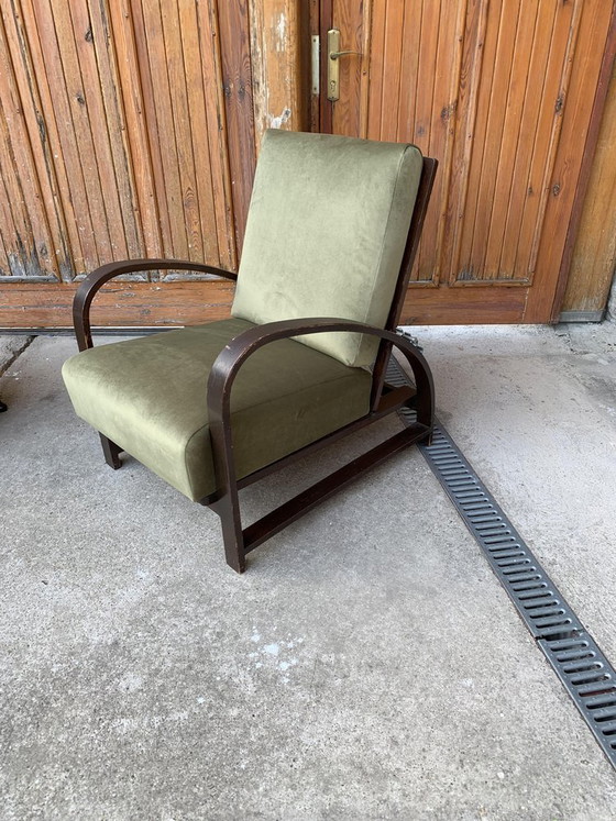 Set of Adjustable Lounge Chairs by Jindřich Halabala, 1930s – Armchairs, Velvet (photo 2 of 7)