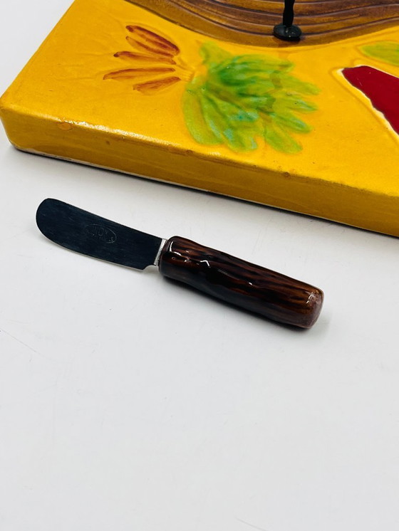 Image 1 of Plateau à fromages carré avec couteau Vallauris