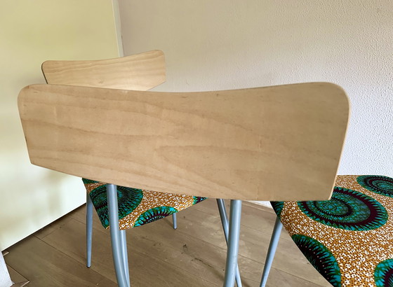 Image 1 of 3x stoelen vintage reconditionné wax africain